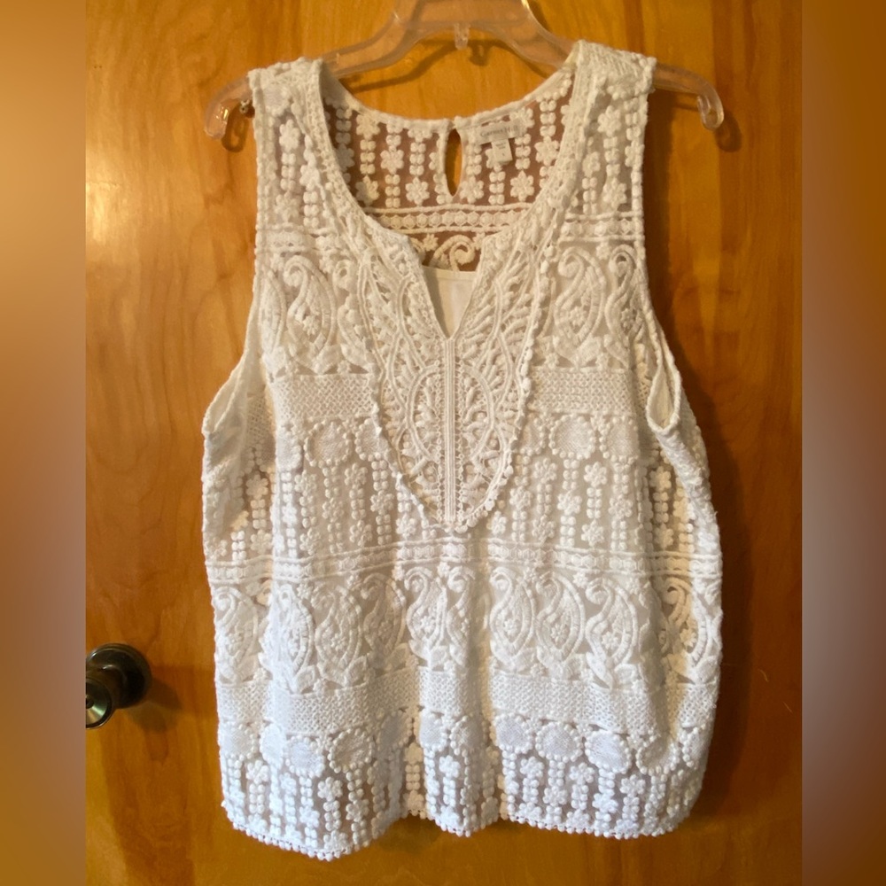 Garnet Hill Lace Knit Sleeveless Top